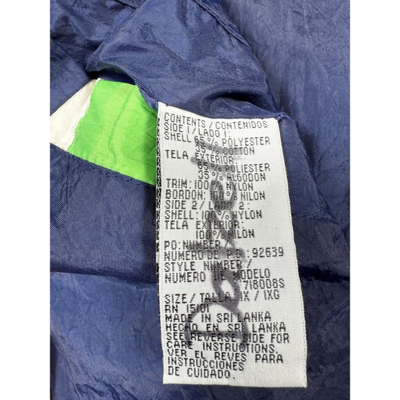 VTG 90s Current Seen Green Waterproof Fisherman Rain Jacket Hooded Coastal XL - Picture 8 of 10